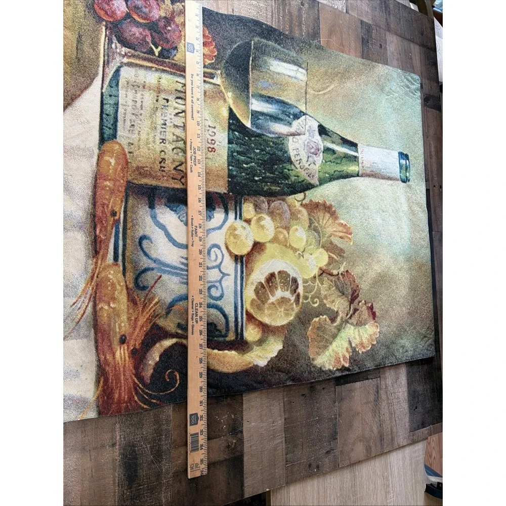 Wine Tapestry Wall Hanging Montagny 1998 Still Life Grapes Tuscan Kitchen Vtg